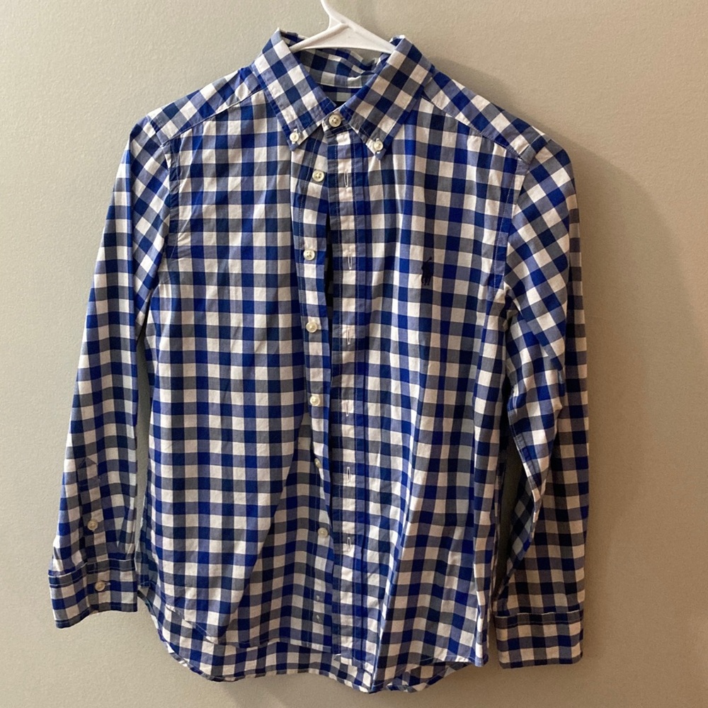 Blue and White Checkered Boy’s 10/12 Shirt